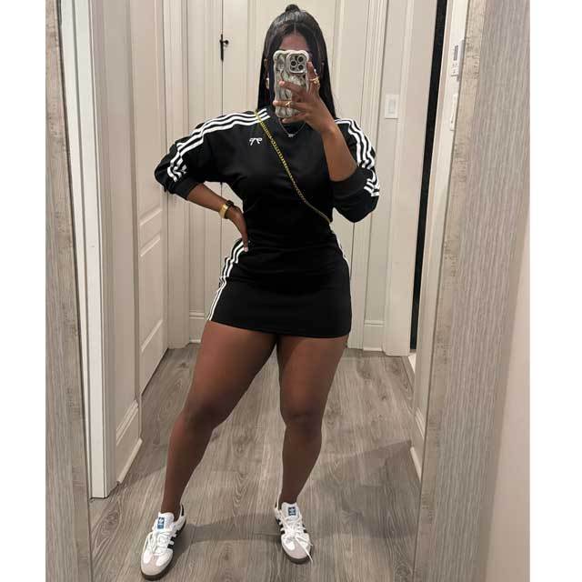 Striped Sweatshirt Top Mini Skirt Set