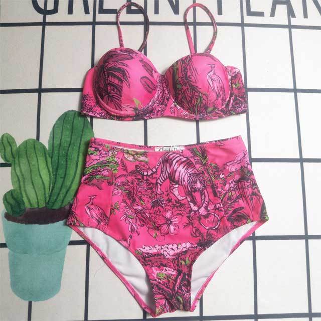 Floral Print High Waist Bathing Suit