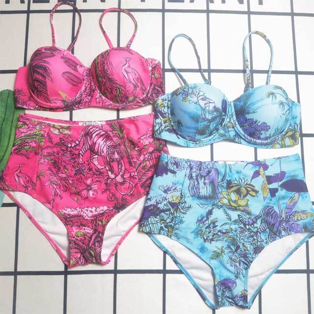 Floral Print High Waist Bathing Suit