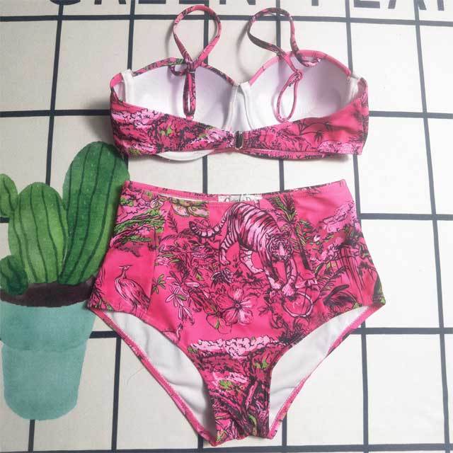 Floral Print High Waist Bathing Suit