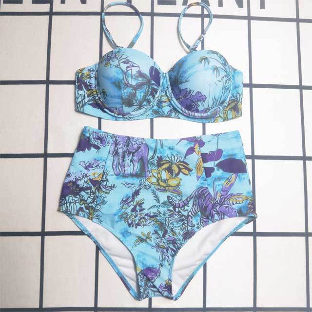 Floral Print High Waist Bathing Suit