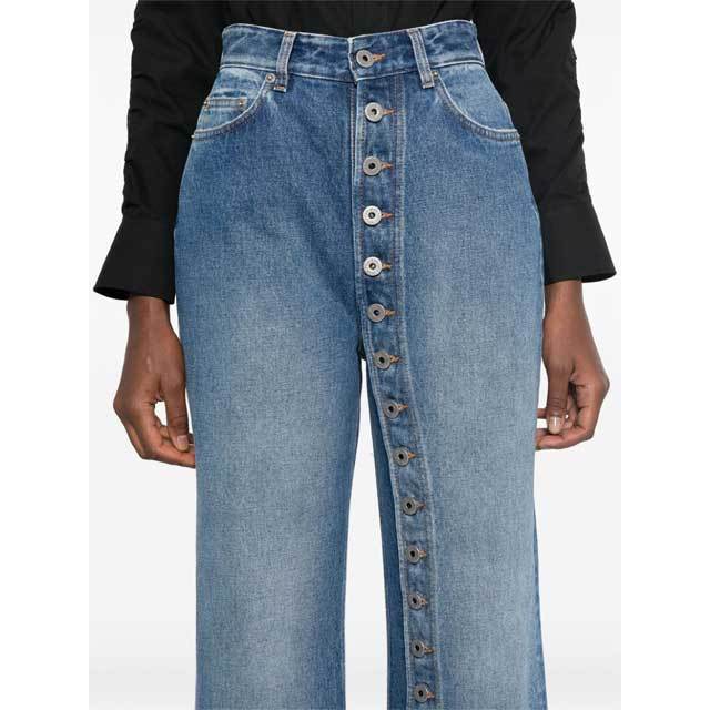 Button High Waist Boyfriend Jeans