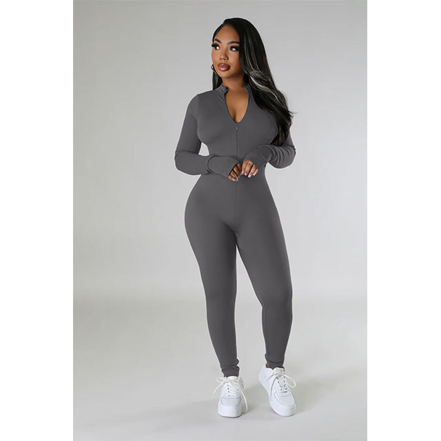 Casual Zipper Sports Jumpsuit