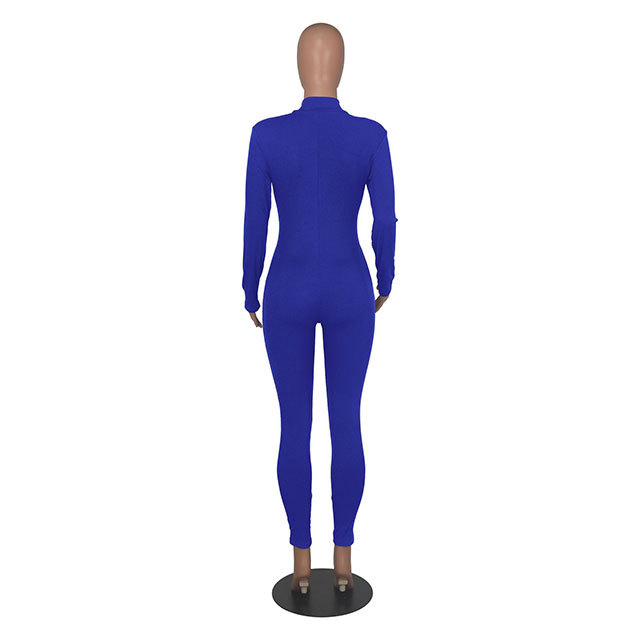 Rib Zip-up Sports Jumpsuit