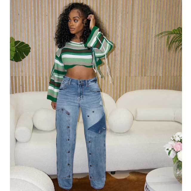 Removable High Waist Boyfriend Jeans