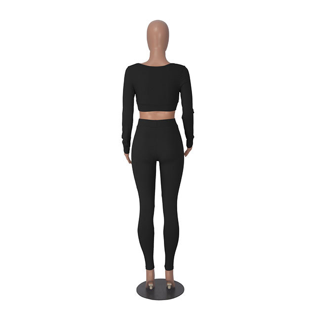 Long Sleeve Square Neck Two-piece Pant Set