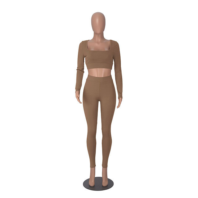 Long Sleeve Square Neck Two-piece Pant Set