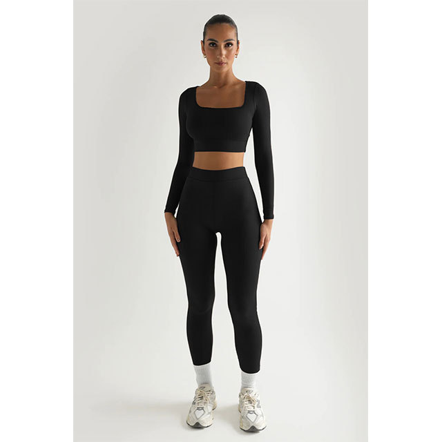 Long Sleeve Square Neck Two-piece Pant Set