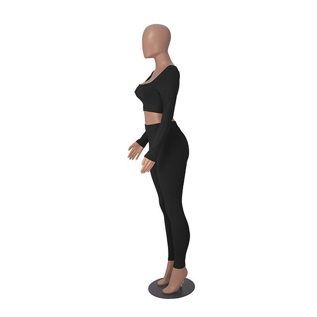Long Sleeve Square Neck Two-piece Pant Set