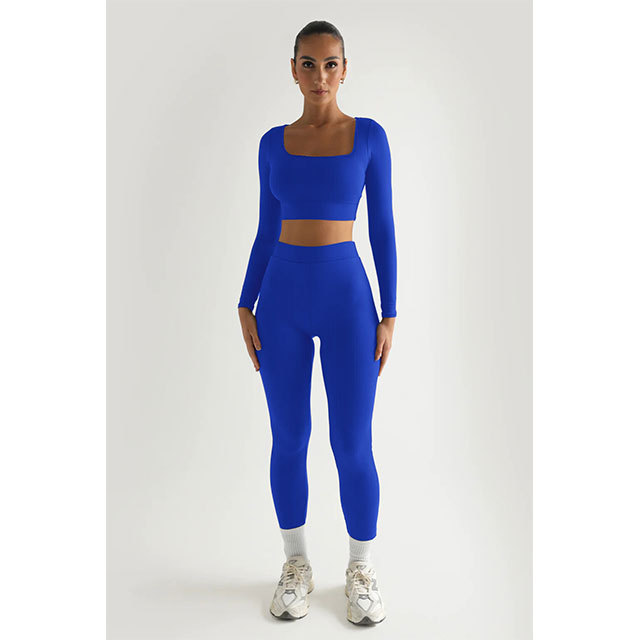 Long Sleeve Square Neck Two-piece Pant Set