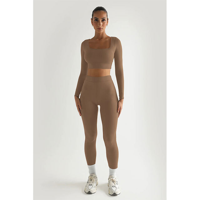 Long Sleeve Square Neck Two-piece Pant Set
