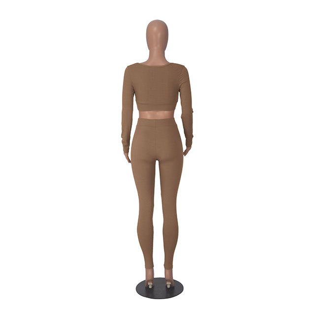 Long Sleeve Square Neck Two-piece Pant Set