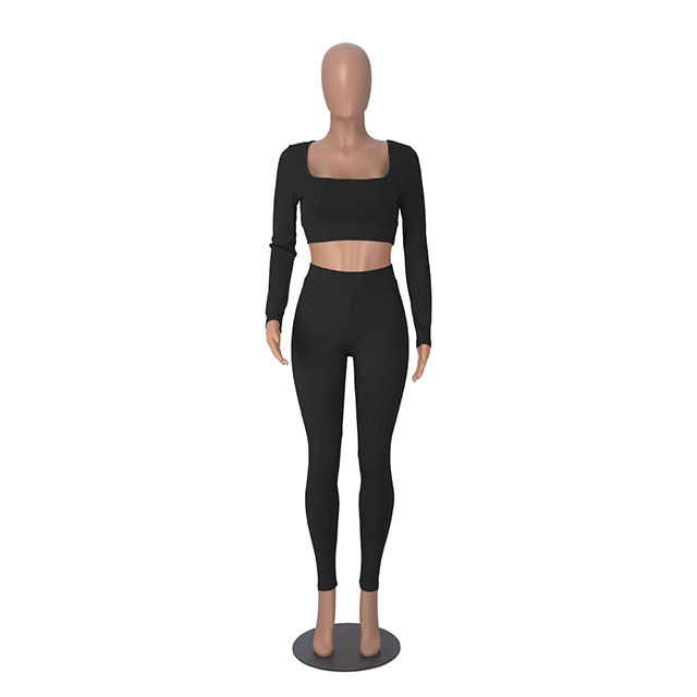 Long Sleeve Square Neck Two-piece Pant Set