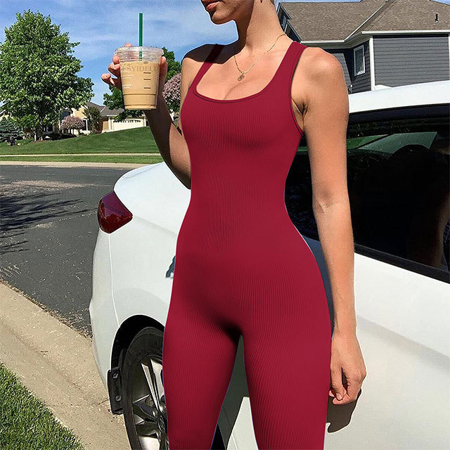 Solid Color Sleeveless Tank Jumpsuit
