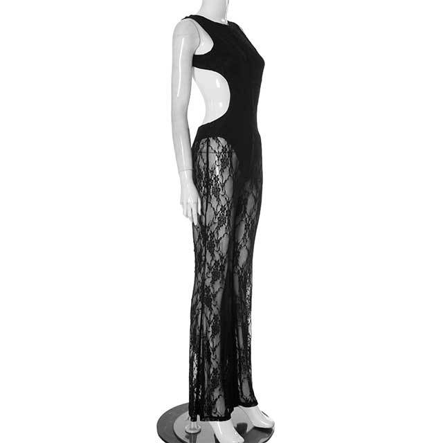 Backless See Through Lace Jumpsuit