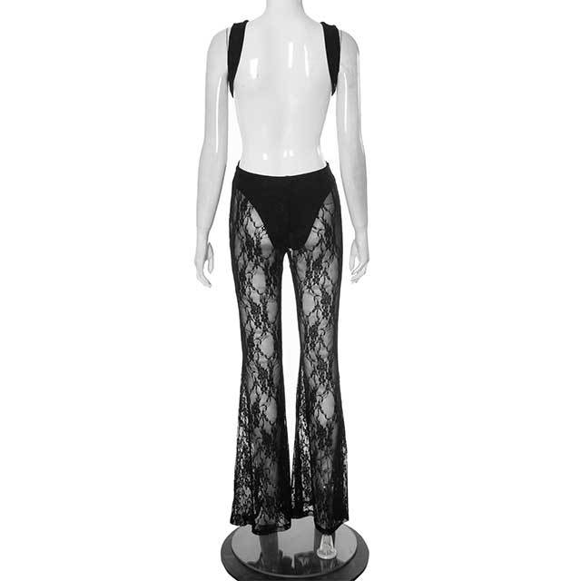 Backless See Through Lace Jumpsuit