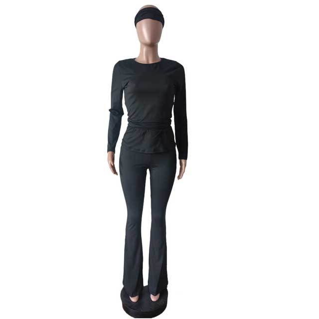 Basic Casual Bell Pants Suit