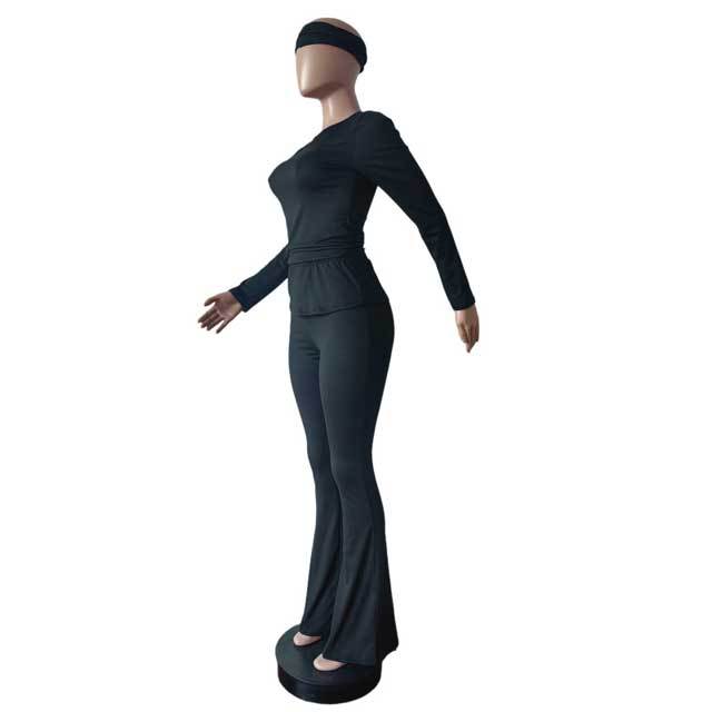 Basic Casual Bell Pants Suit