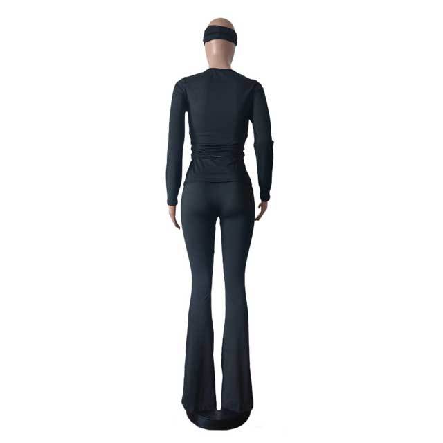 Basic Casual Bell Pants Suit