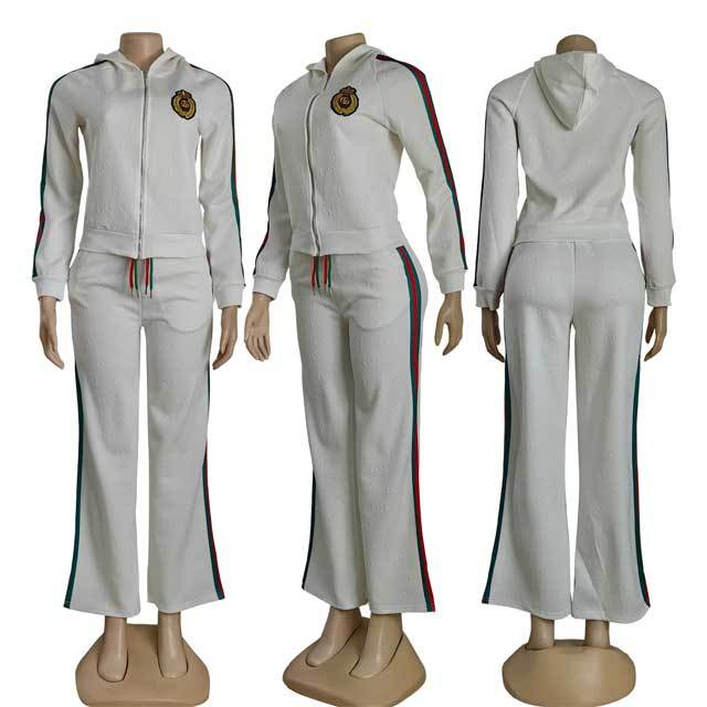 Embroidery Embossing Hooded Fall Tracksuit Set
