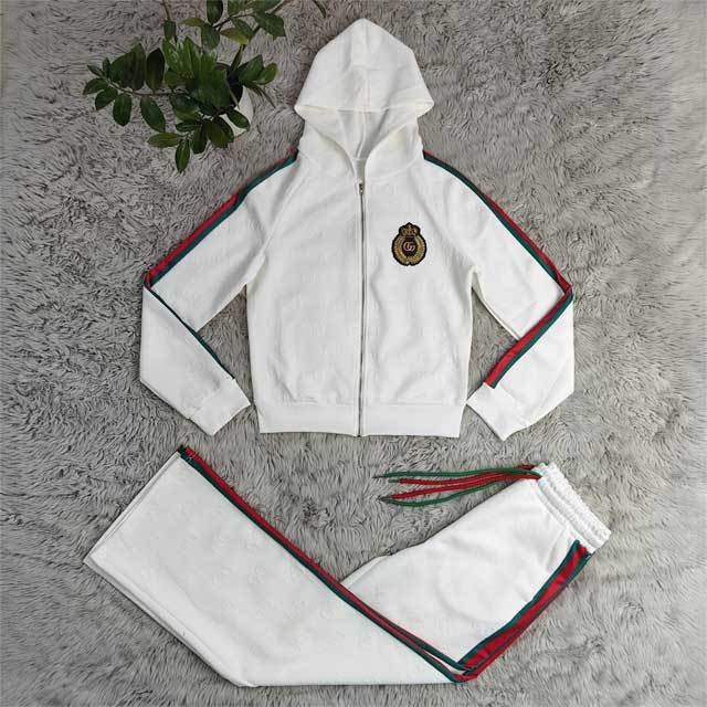 Embroidery Embossing Hooded Fall Tracksuit Set