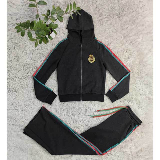 Embroidery Embossing Hooded Fall Tracksuit Set