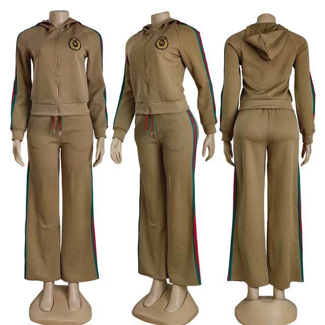 Embroidery Embossing Hooded Fall Tracksuit Set
