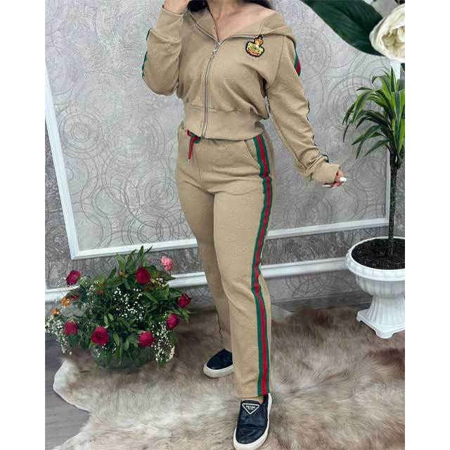 Embroidery Embossing Hooded Fall Tracksuit Set