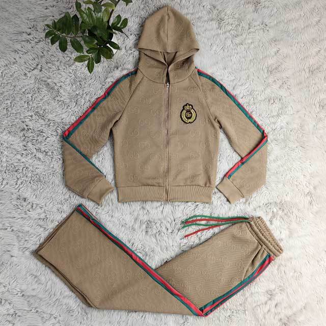 Embroidery Embossing Hooded Fall Tracksuit Set