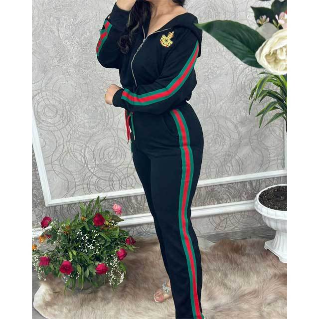 Embroidery Embossing Hooded Fall Tracksuit Set