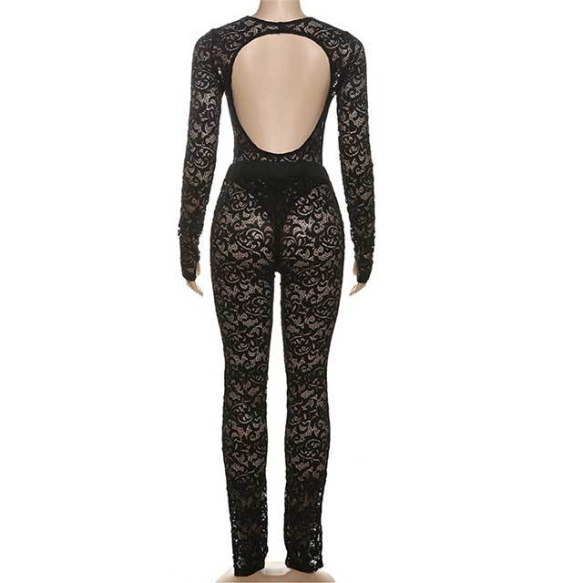 Lace Hollow See-through Tights Set