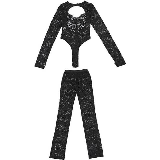 Lace Hollow See-through Tights Set