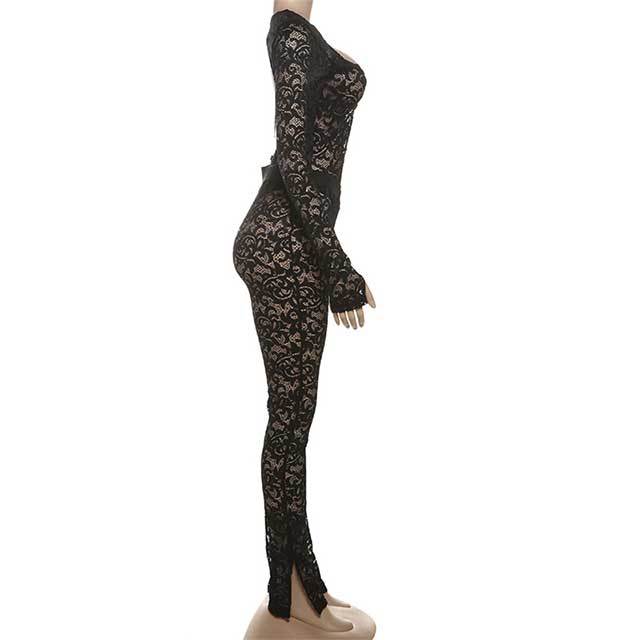 Lace Hollow See-through Tights Set