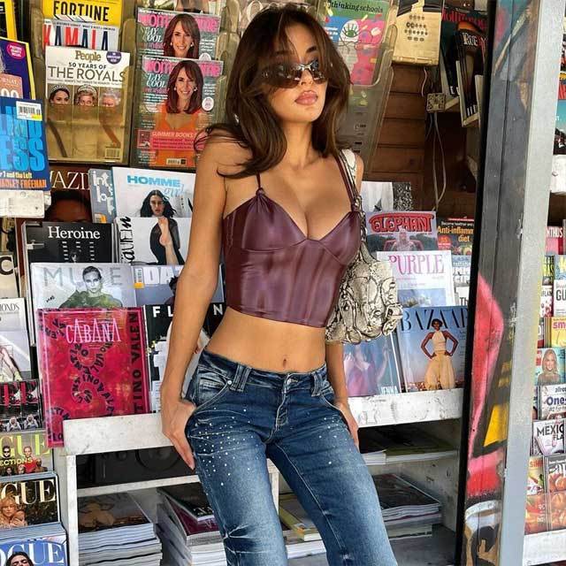 Leather Lace-Up Bustier Top