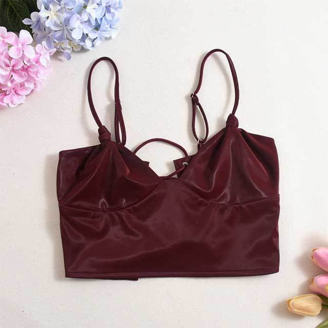 Leather Lace-Up Bustier Top