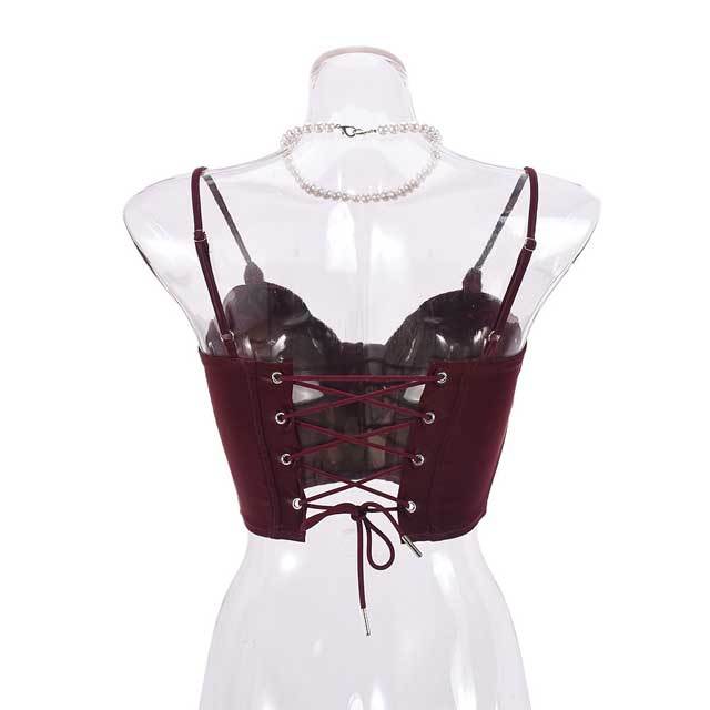 Leather Lace-Up Bustier Top