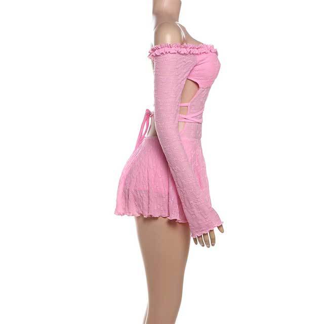 One-shoulder Cutout Lace-up Slim Fit Romper