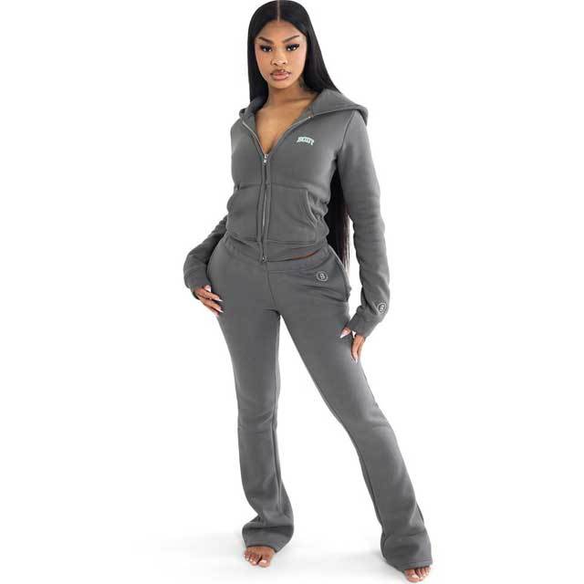 Embroidery Hooded Fall Sweatsuit Set