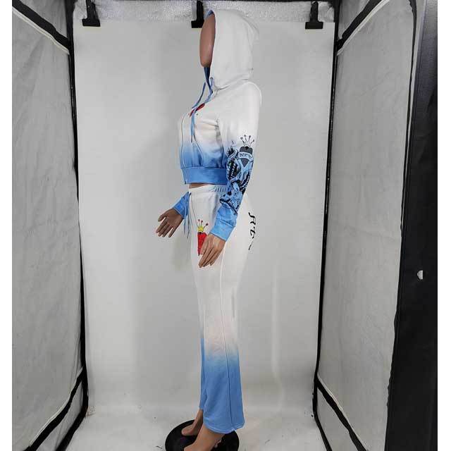 Gradient Hooded Casual Jogging Suit