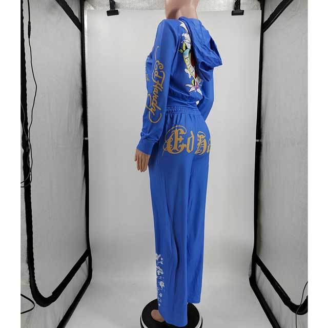 Printed Hooded Top Fall Tracksuit Set