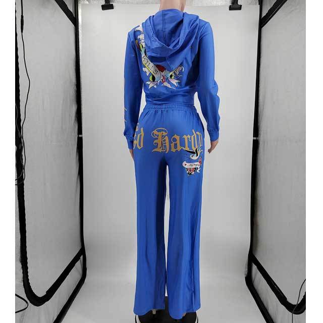 Printed Hooded Top Fall Tracksuit Set