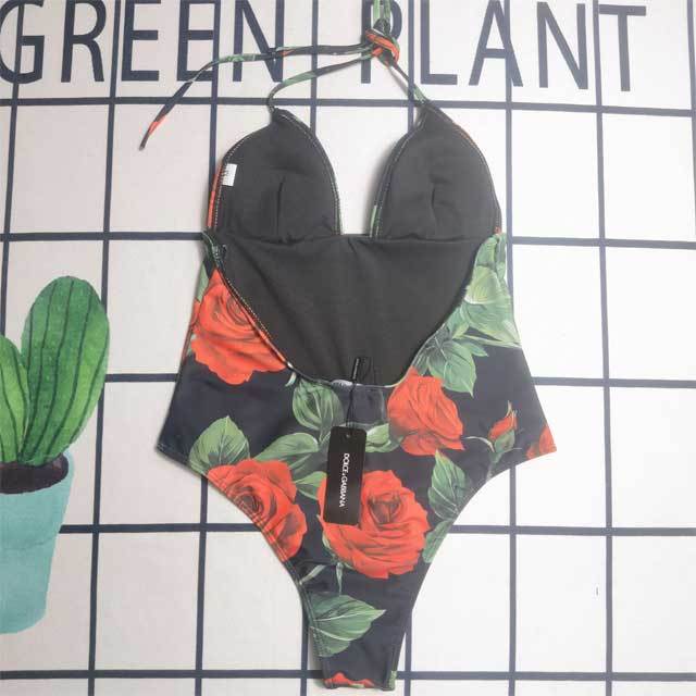 Floral Print Halter Backless Swimsuit