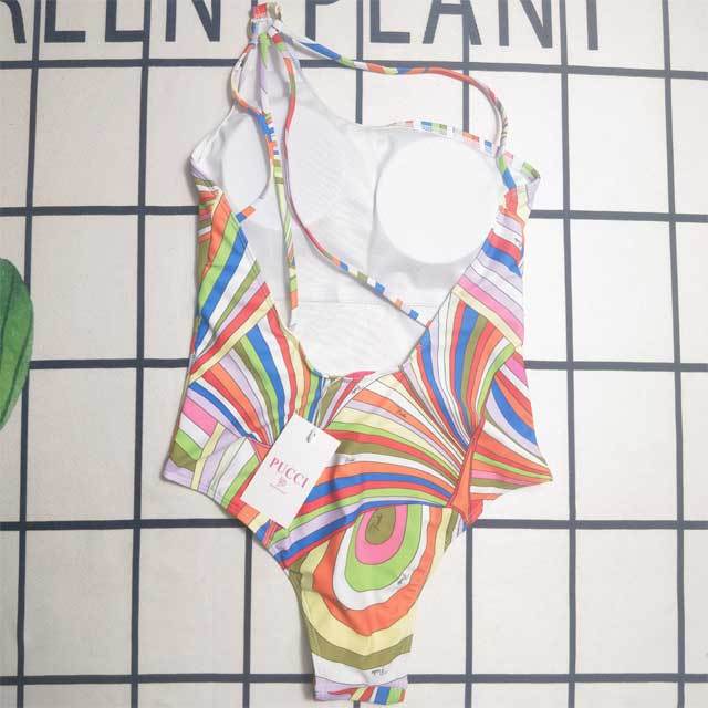 Printed Backless Single Shoulder Swimsuit