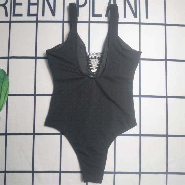 Pearl Hollow Out One Piece Swimsuit