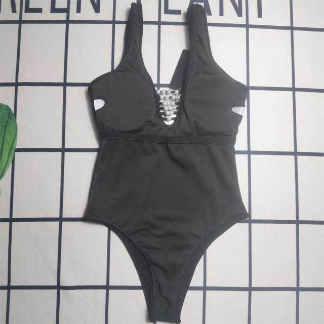 Pearl Hollow Out One Piece Swimsuit