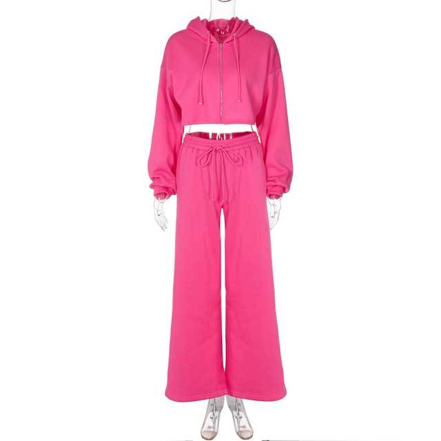 Basic Hooded Casual Tracksuit Set