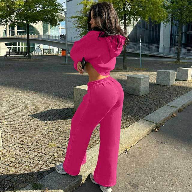 Basic Hooded Casual Tracksuit Set