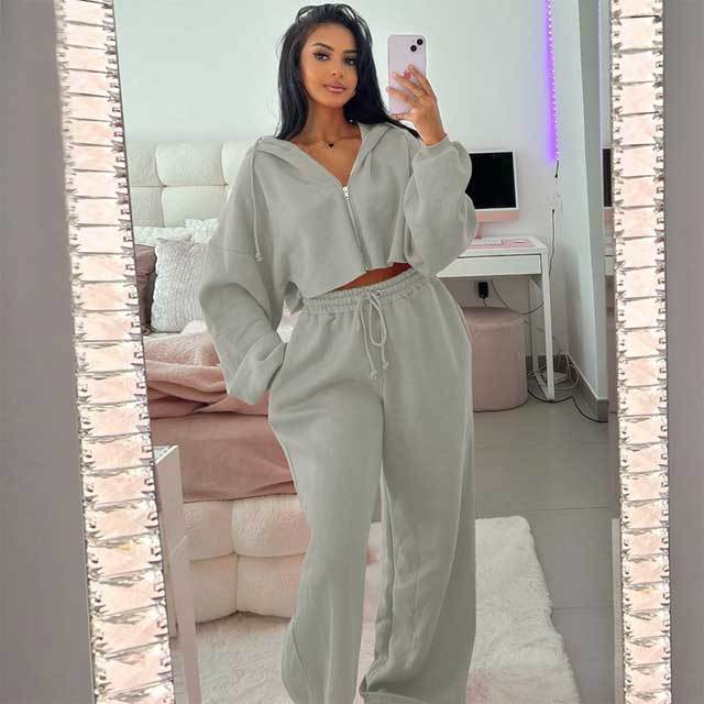 Basic Hooded Casual Tracksuit Set