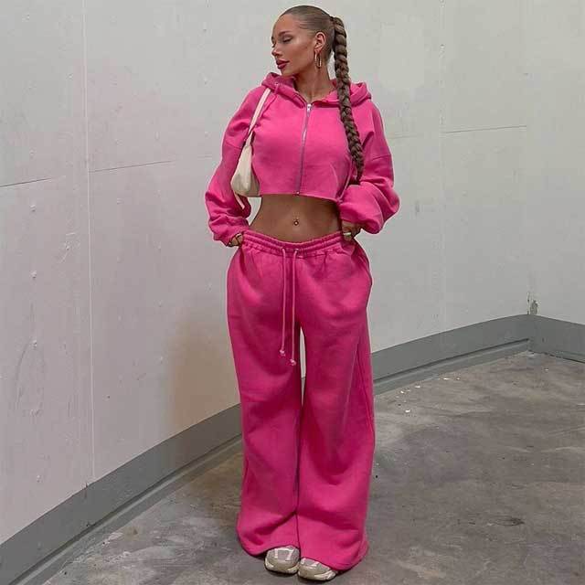 Basic Hooded Casual Tracksuit Set