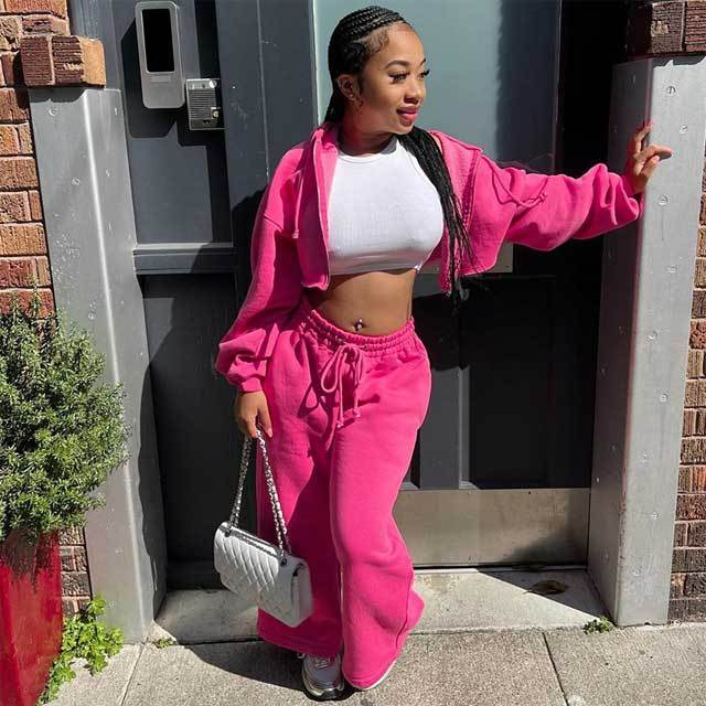 Basic Hooded Casual Tracksuit Set